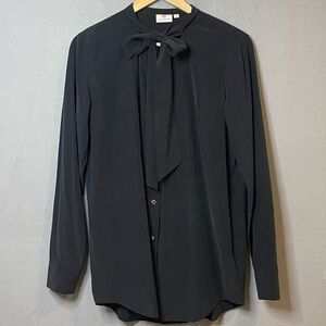 AG Adriano Goldschmied Silk Tie Neck Blouse Black Size M